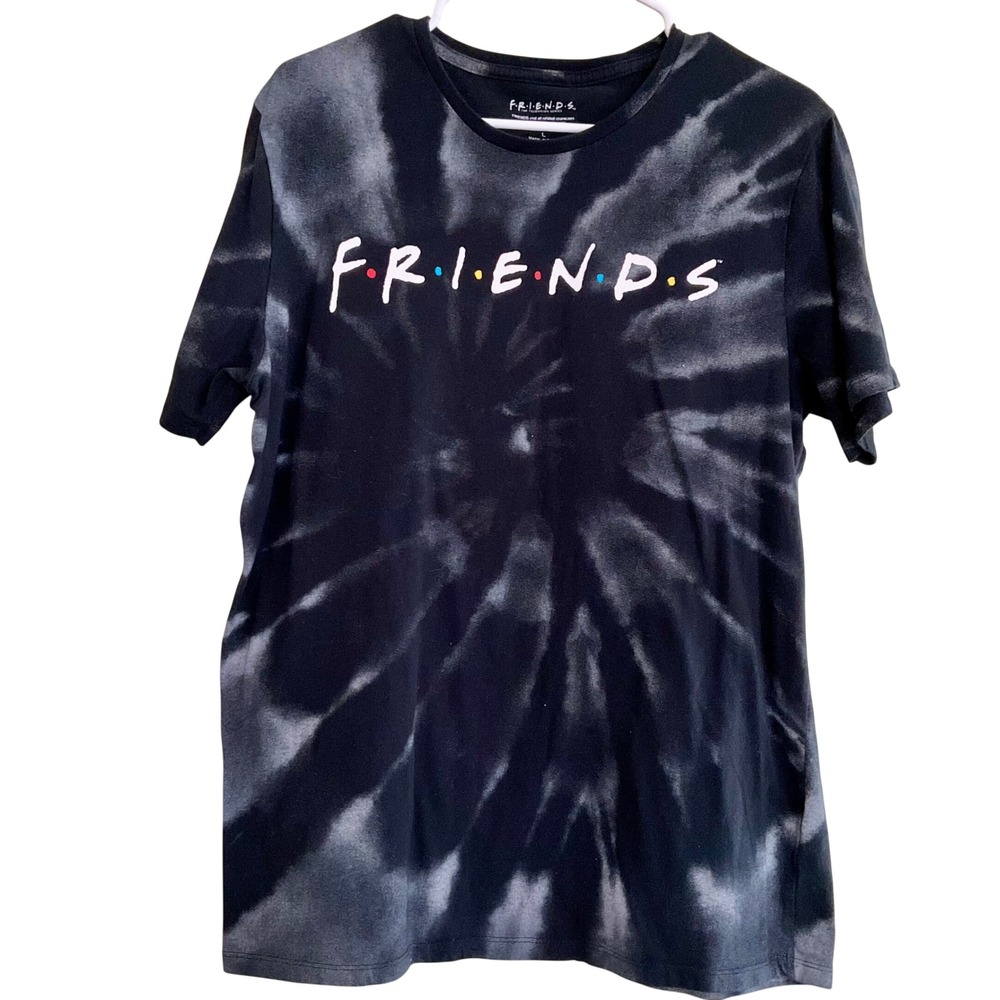 Friends TV Show Graphic Tie Dye T-Shirt Black White Logo Mens L Unisex‎ Hippie